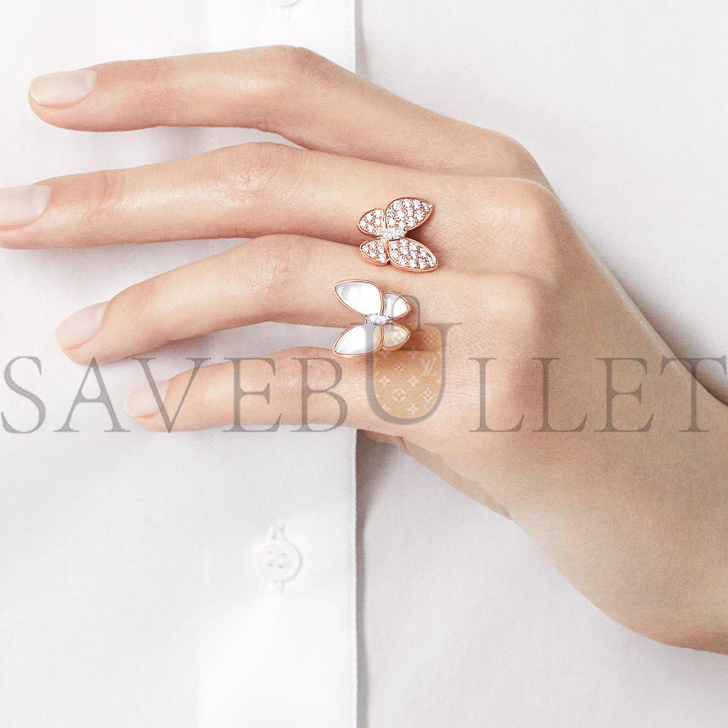 v*n cl*f arpels two butterfly between the finger ring - rose gold, Di*m*nd, mother-of-pearl vcaro7al00